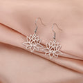 Pendientes Colgantes Flor de Loto Mujer plata