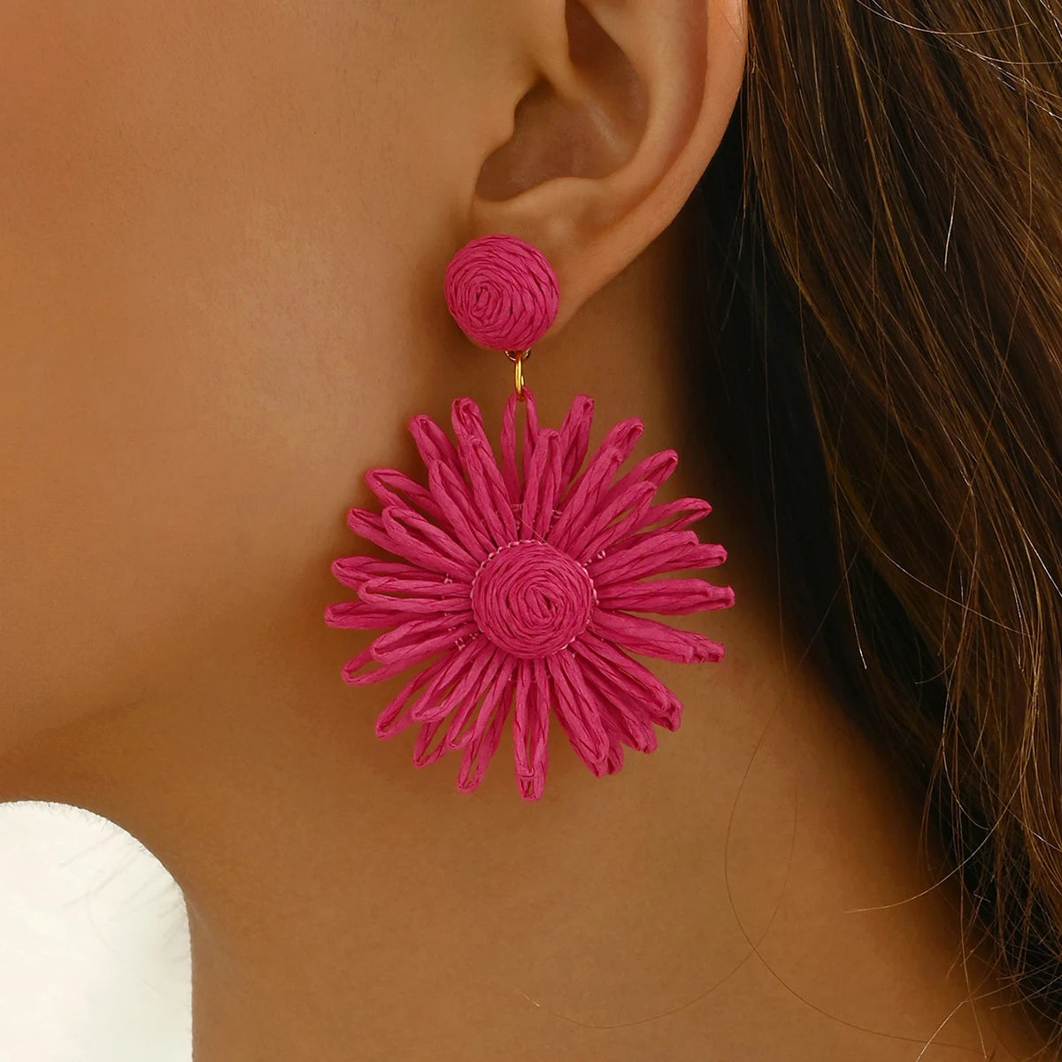 Pendientes Colgantes Flor de Margarita rosa