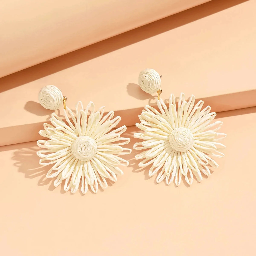 Pendientes Colgantes Flor de Margarita blanco