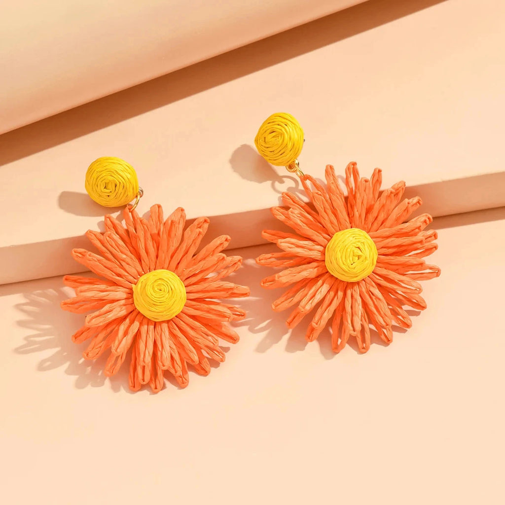 Pendientes Colgantes Flor de Margarita naranja