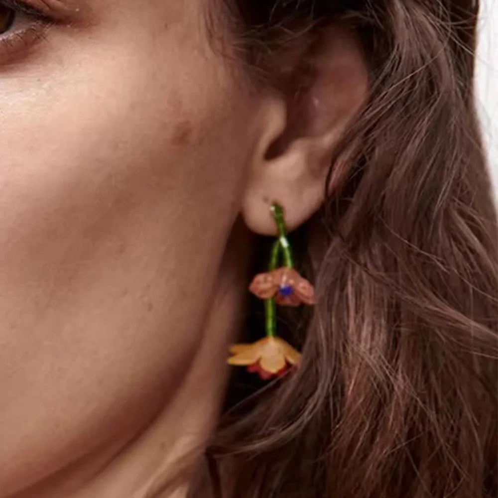 Pendientes Colgantes de Flor Estilo Bohemio