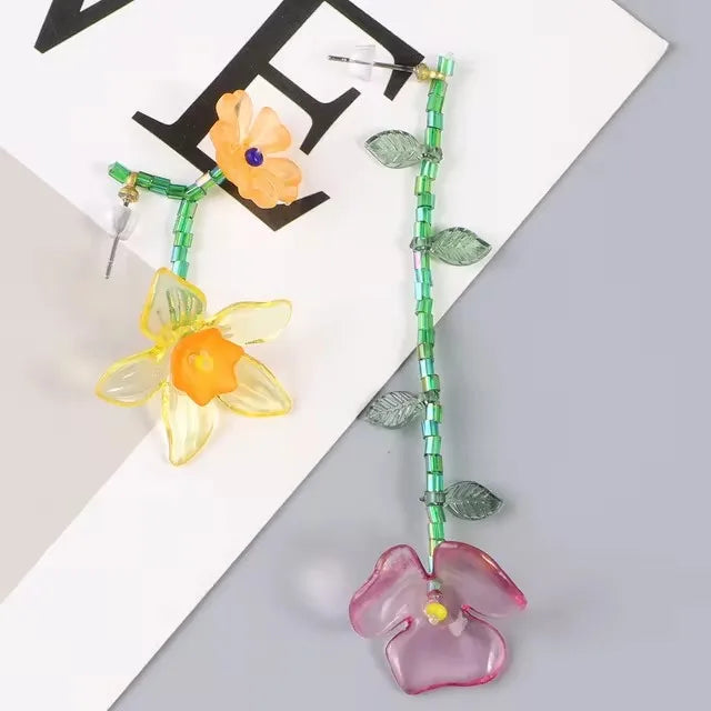 Pendientes Colgantes de Flor Estilo Bohemio