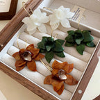 Pendientes de Aro Colgantes Flores Anchas marrón