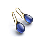 Pendientes Colgantes Gota de Agua de Color oro y azul noche
