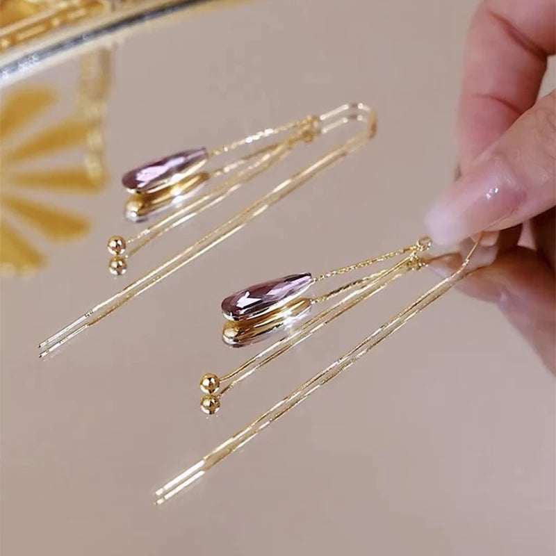 Pendientes Colgantes Gota de Agua en Circonio violeta