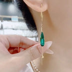 Pendientes Colgantes Gota de Agua en Circonio verde