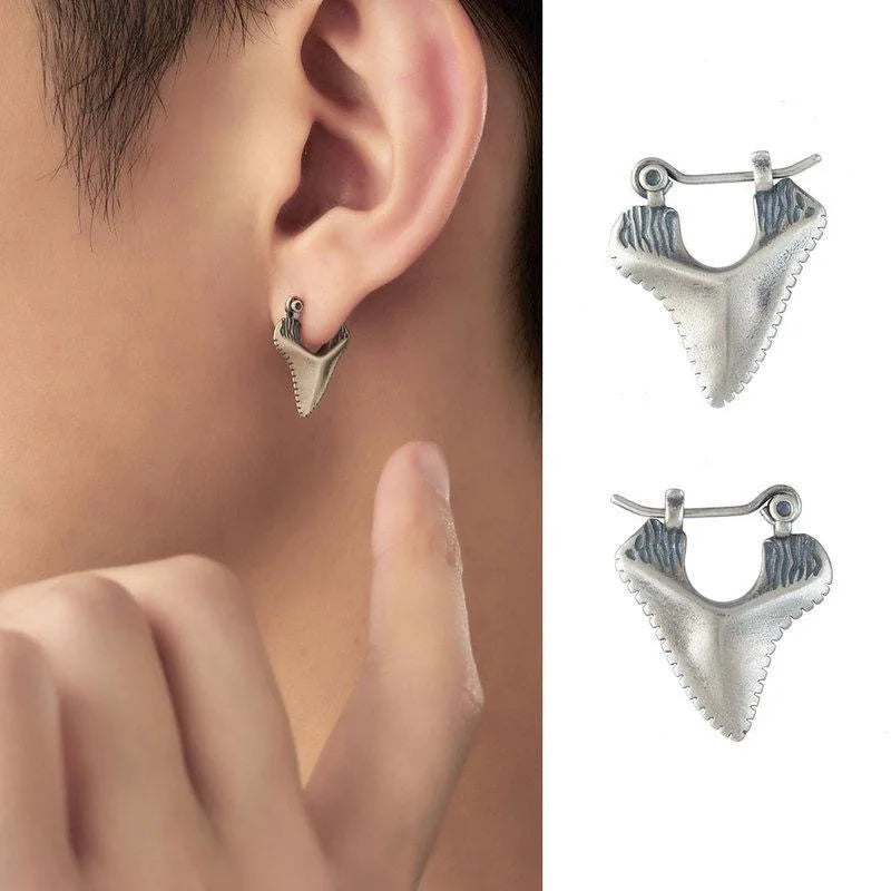 Pendientes Colgantes Incrustados Diente de Tiburón