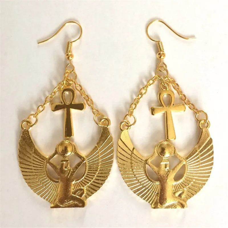 Pendientes Colgantes Isis y Cruz de Ankh