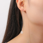 Pendientes largos colgantes con la <span data-glossary-id="etoile_de_david">estrella de David</span> símbolo judío redonda plata 