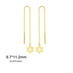 Pendientes largos colgantes con la <span data-glossary-id="etoile_de_david">estrella de David</span> símbolo judío oro