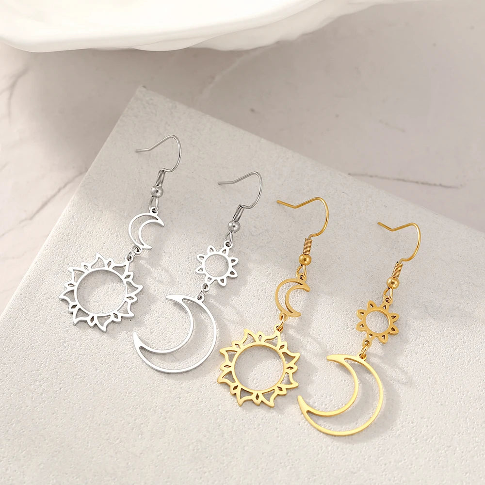 Pendientes Colgantes Luna y Sol