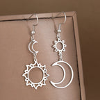Pendientes Colgantes Luna y Sol plata