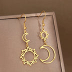 Pendientes Colgantes Luna y Sol oro