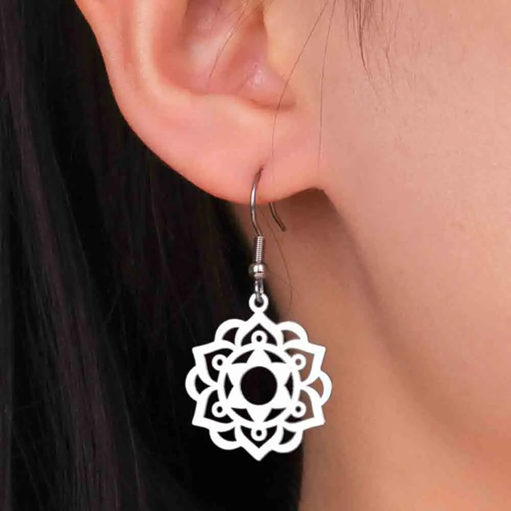 Pendientes Colgantes Mandala Mujer plata