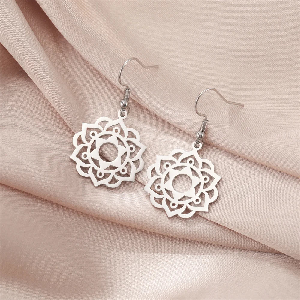 Pendientes Colgantes Mandala Mujer plata