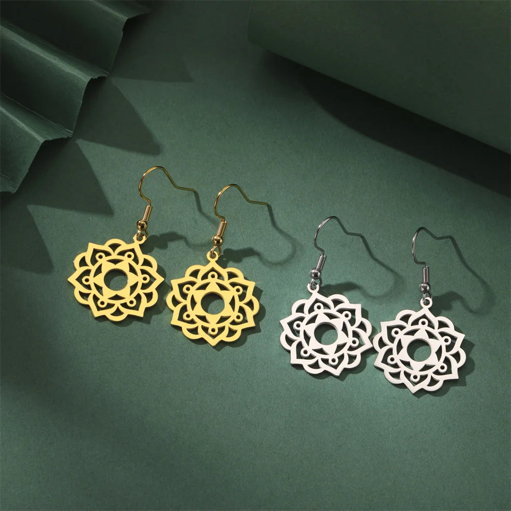 Pendientes Colgantes Mandala Mujer plata