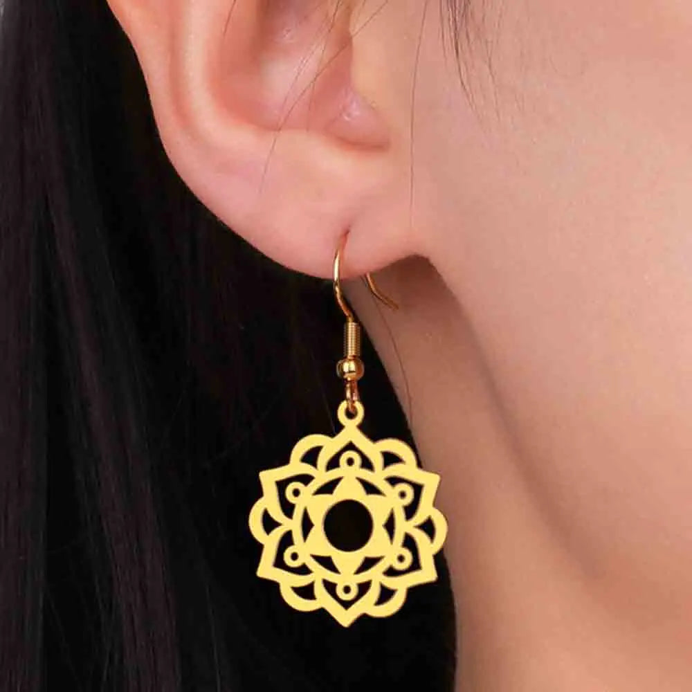 Pendientes Colgantes Mandala Mujer oro