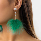 Pendientes Colgantes de Perlas y Plumas 4