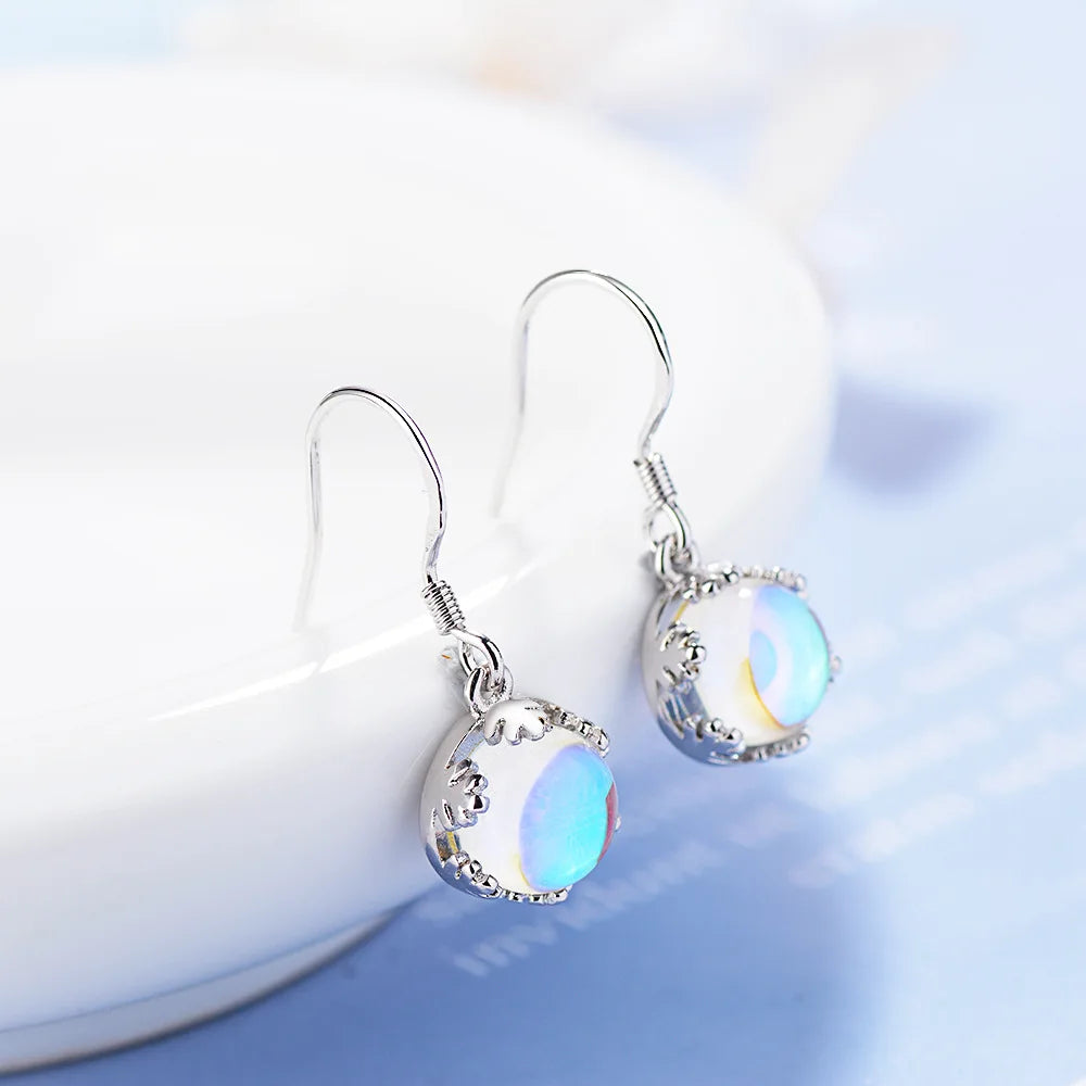 Pendientes colgantes de piedra lunar brillo celestial