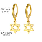 Pendientes colgantes para mujer con la <span data-glossary-id="etoile-de-david">estrella de David</span> simbólica judía de oro
