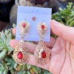 Pendientes colgantes para mujer árabe boda rojo