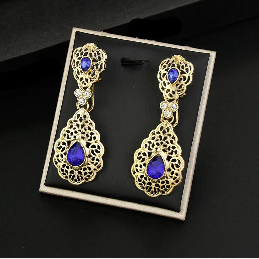 Pendientes colgantes para mujer árabe boda azul
