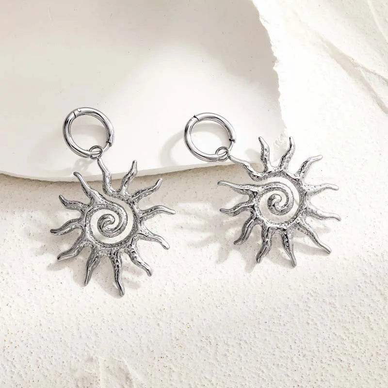 Pendientes Colgantes Sol Plata