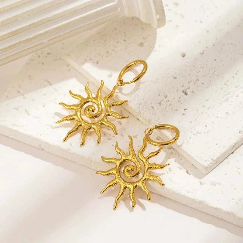 Pendientes Colgantes Sol Oro