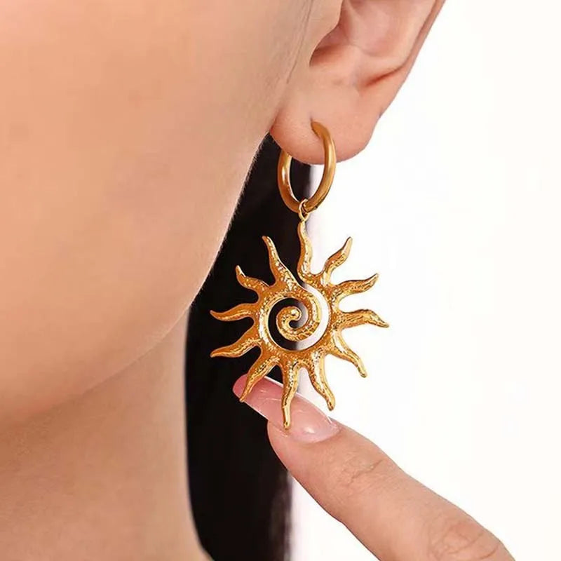 Pendientes Colgantes Sol Oro
