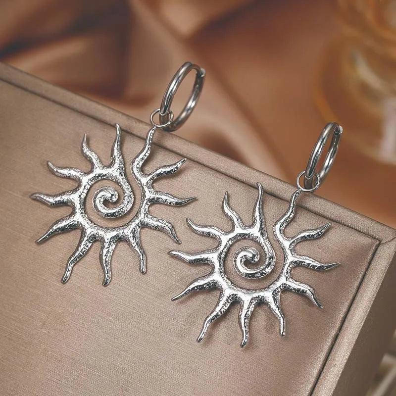 Pendientes Colgantes Sol Plata