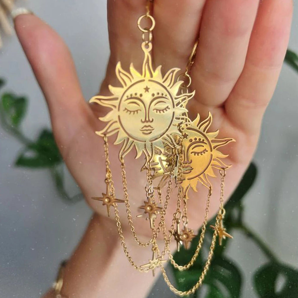 Pendientes Colgantes Sol y Estrellas