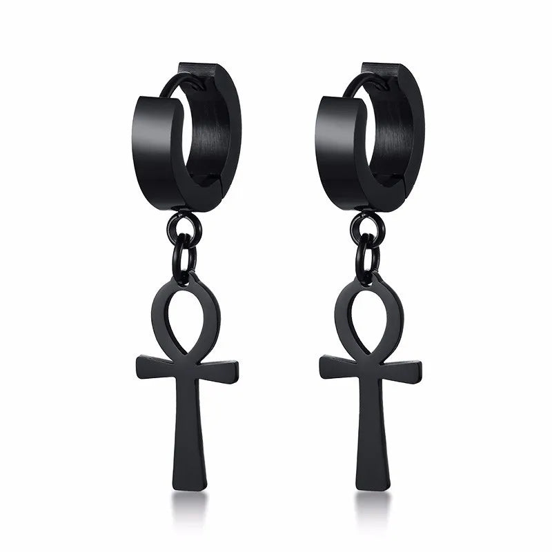 Pendientes Colgantes Estilo Egipcio Cruz de Ankh negro