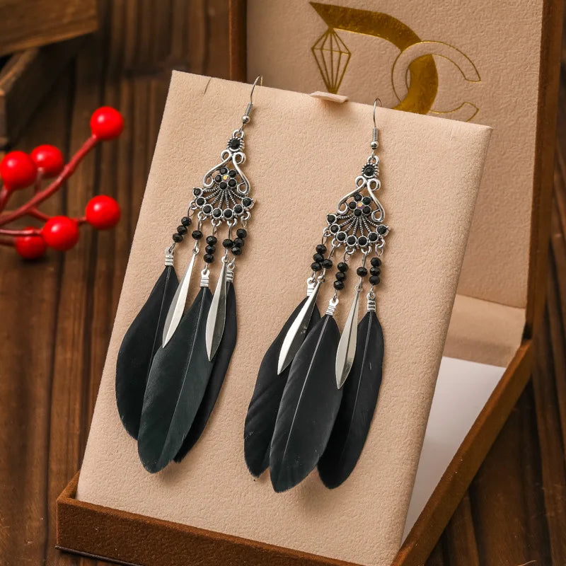 Pendientes Colgantes Estilo Étnico con Plumas 5