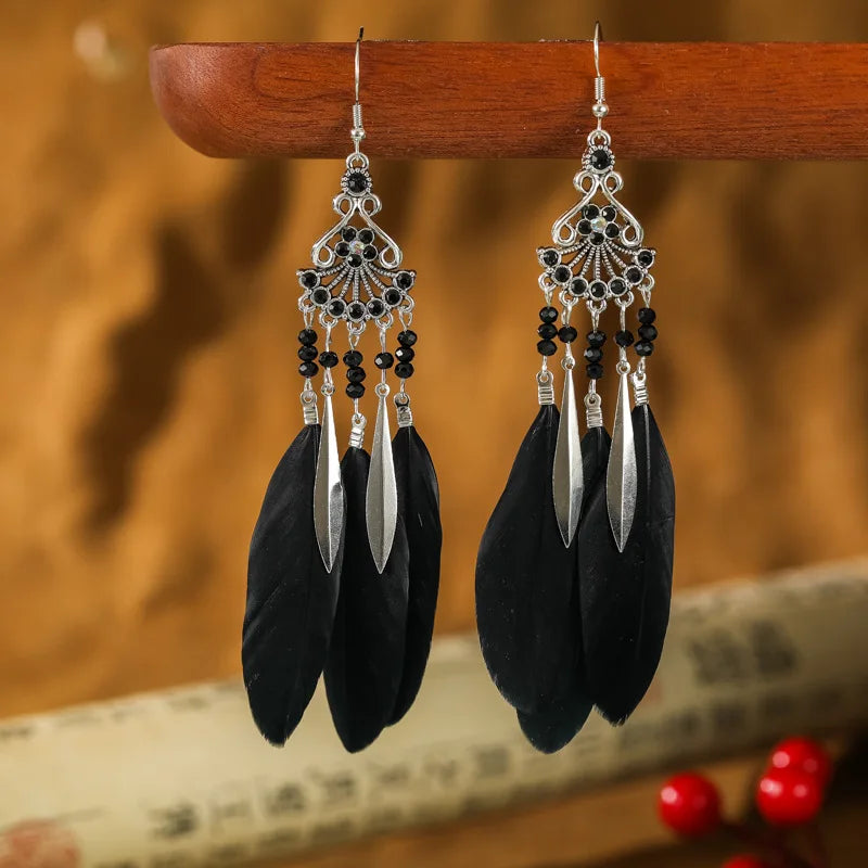 Pendientes Colgantes Estilo Étnico con Plumas 5