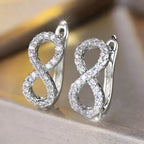 Sparkling infinity symbol drop earrings silver