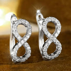 Sparkling infinity symbol drop earrings silver