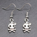 Pendientes colgantes de calavera con lazo pirata