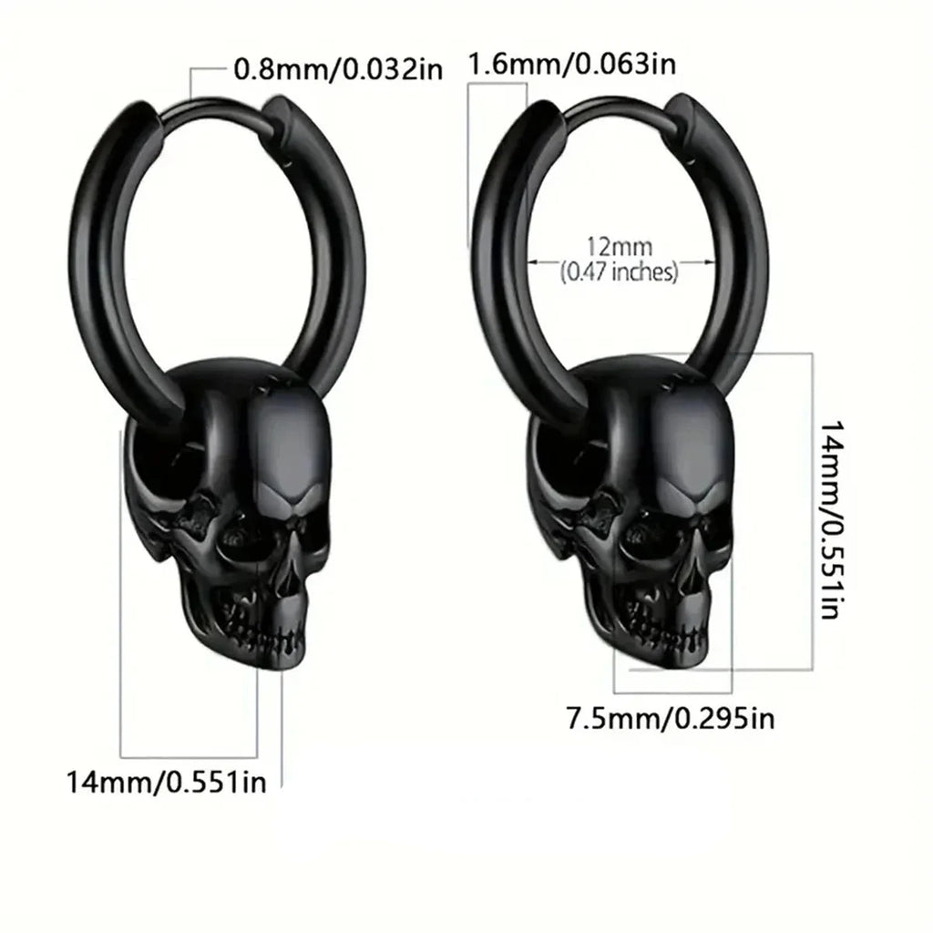 Pendientes Colgantes Cabeza de Calavera para Hombre