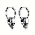 Pendientes Colgantes Cabeza de Calavera para Hombre plata
