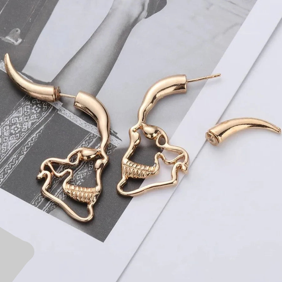 Pendientes Colgantes de Calavera para Hombre o Mujer oro