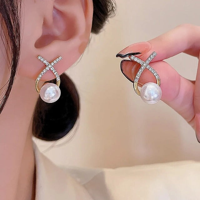 Pendientes de Perla Blanca para Mujer