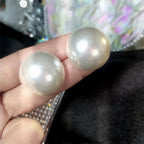 Pendientes de perla botón gigante