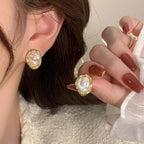 Pendientes de perla geométrica oro