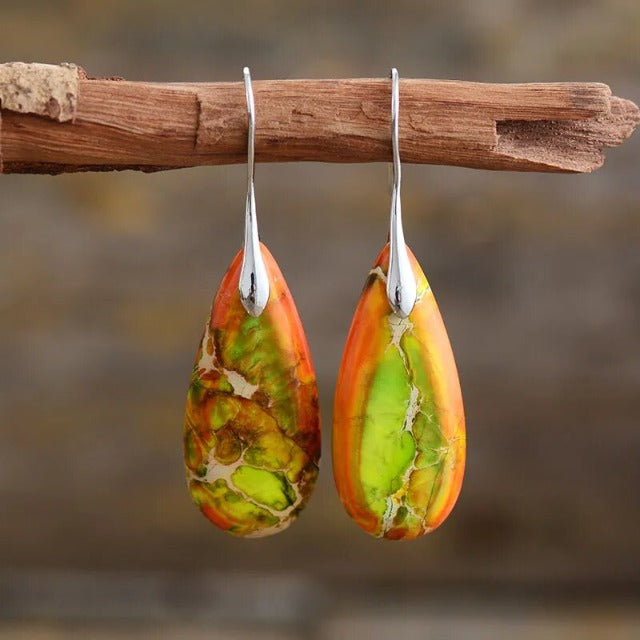 Pendientes de Piedra Natural naranja