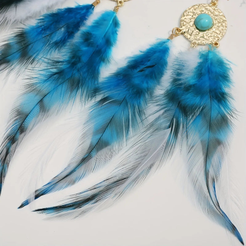 Pendientes de Plumas Azules