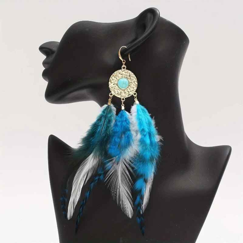 Pendientes de Plumas Azules