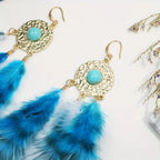 Pendientes de Plumas Azules 