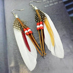 Pendientes de plumas estilo Apaches blanco