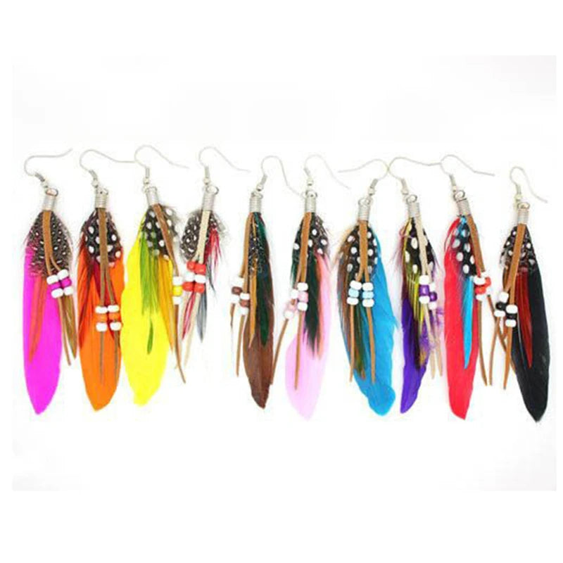Pendientes de plumas estilo Apaches