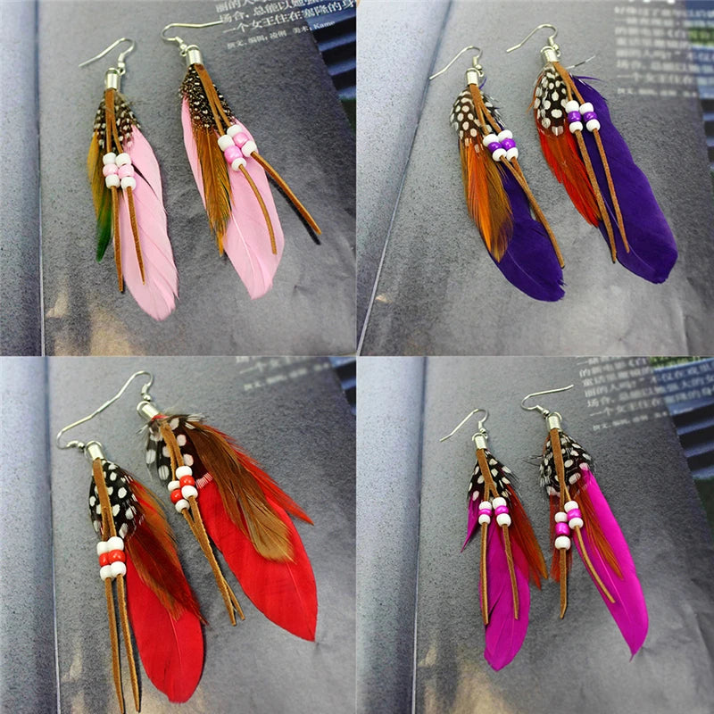 Pendientes de plumas estilo Apaches